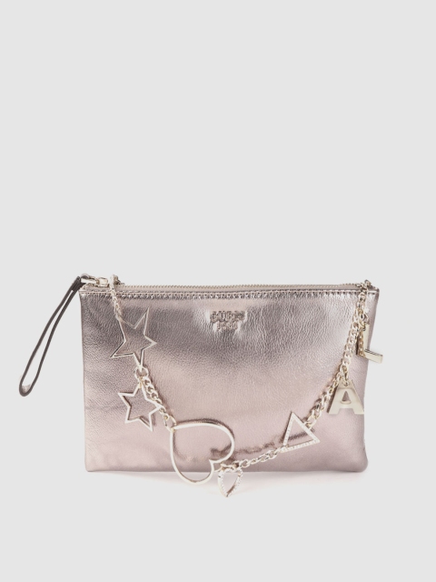 

GUESS Gunmetal-Toned Solid Clutch, Metallic