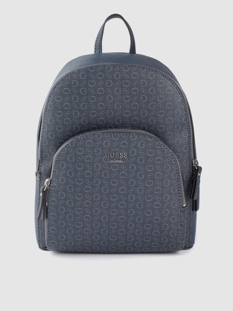 

GUESS Women Navy Blue Typography Backpack