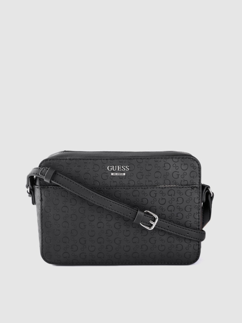 

GUESS Black Brand Logo Textured Sling Bag