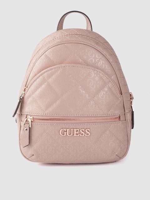 

GUESS Women Peach-Coloured Quilted & Brand Logo Print Backpack