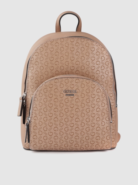 

GUESS Women Brown Brand Logo Textured Backpack
