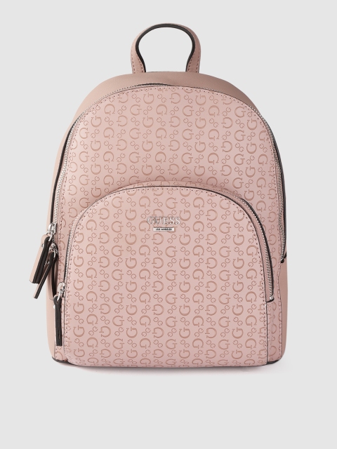 

GUESS Women Pink Brand Logo Textured Backpack
