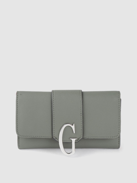 

GUESS Women Olive Green Solid Three Fold Wallet