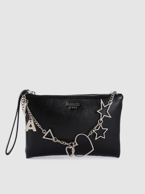 

GUESS Black Solid Purse with Detachable Quirky Detail Shoulder Strap
