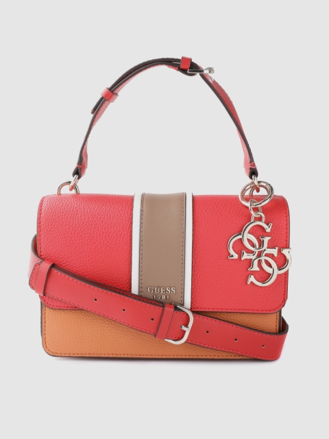 

GUESS Women Red & Orange Colourblocked Satchel