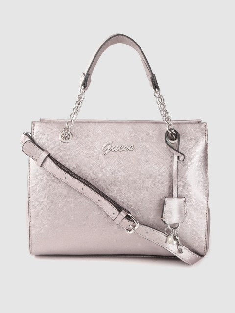 

GUESS Gunmetal-Toned Solid Handheld Bag, Metallic