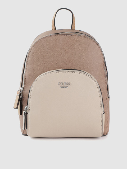 

GUESS Women Brown & Beige Colourblocked Backpack