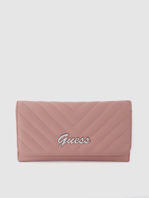 

GUESS Women Dusty Pink Quilted Three Fold Wallet