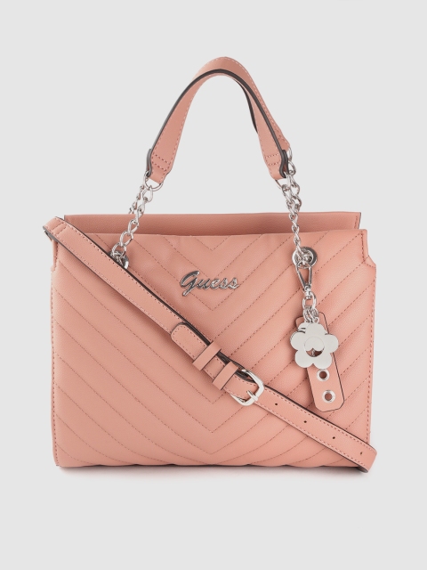 

GUESS Peach-Coloured Quilted Handheld Bag
