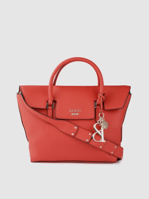 

GUESS Red Solid Handheld Bag with Detachable Tab
