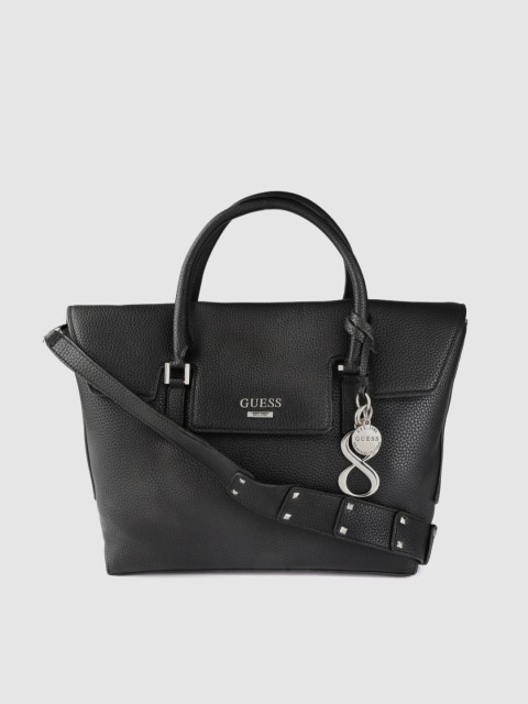 

GUESS Black Solid Handheld Bag with Detachable Tab