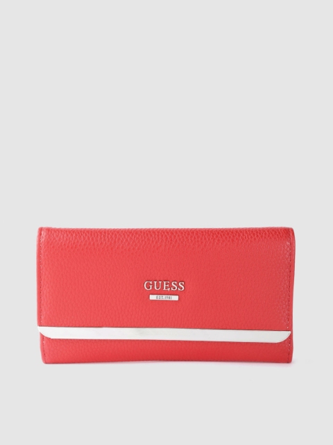 

GUESS Women Red Textured Three Fold Wallet