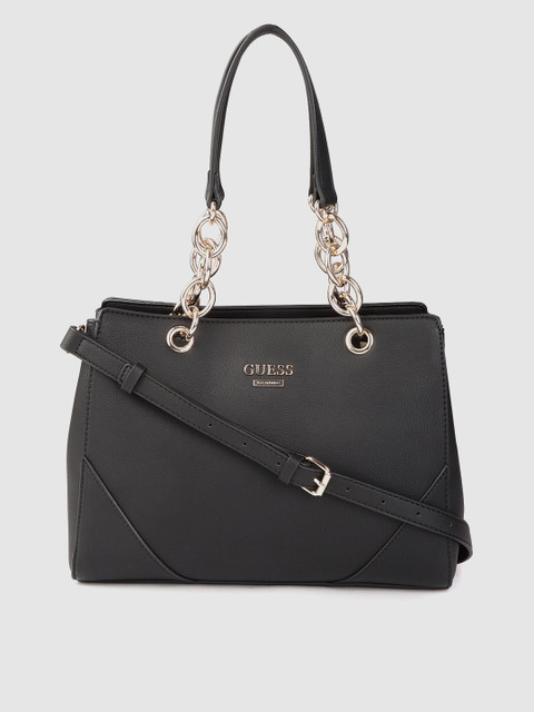 

GUESS Black Solid Shoulder Bag with Detachable Sling Strap