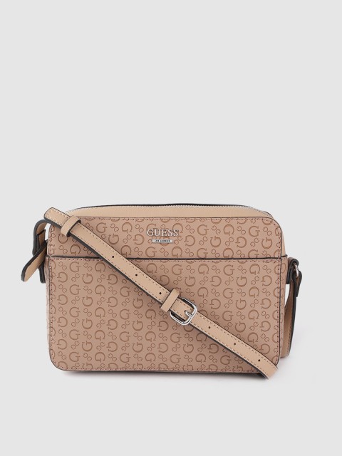 

GUESS Brown Brand Logo Textured Sling Bag