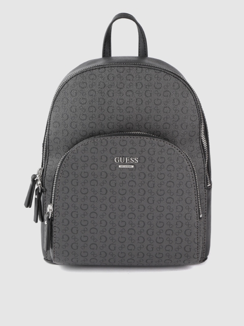 GUESS Women Black Brand Logo Print Backpack