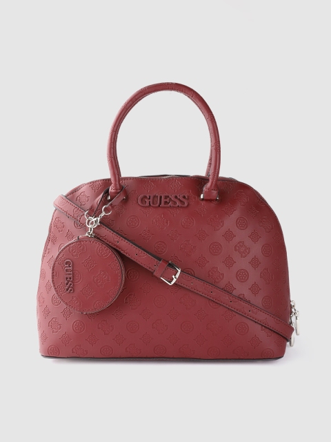 

GUESS Maroon Textured Handheld Bag With Coin Purse