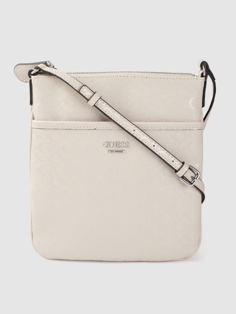 

GUESS Beige Brand Logo Textured Sling Bag
