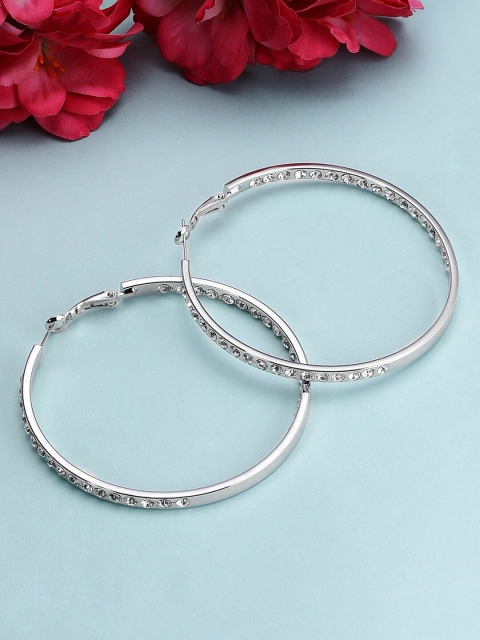 

TOKYO TALKIES X rubans FASHION ACCESSORIES Silver-Toned Circular Hoop Earrings