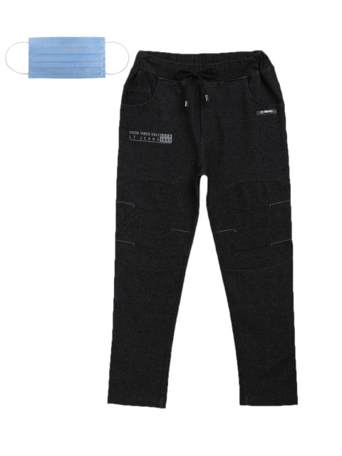 

Lil Tomatoes Boys Black Solid Straight-Fit Track Pants