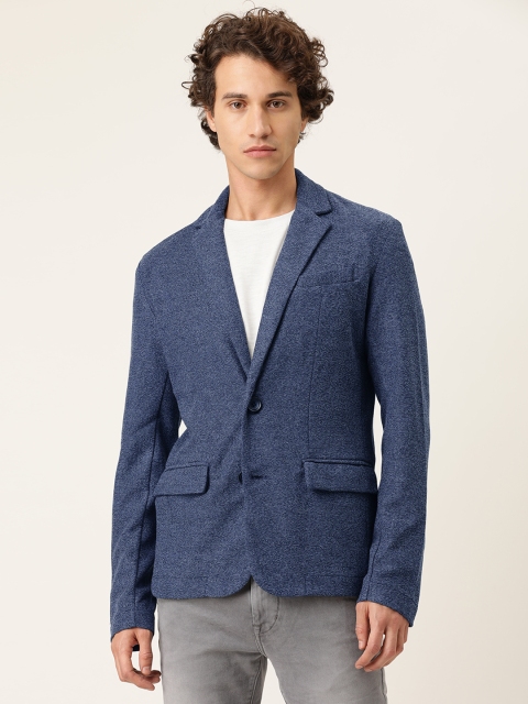 

SINGLE Men Blue Regular Fit Solid Single-Breasted Smart Casual Blazer