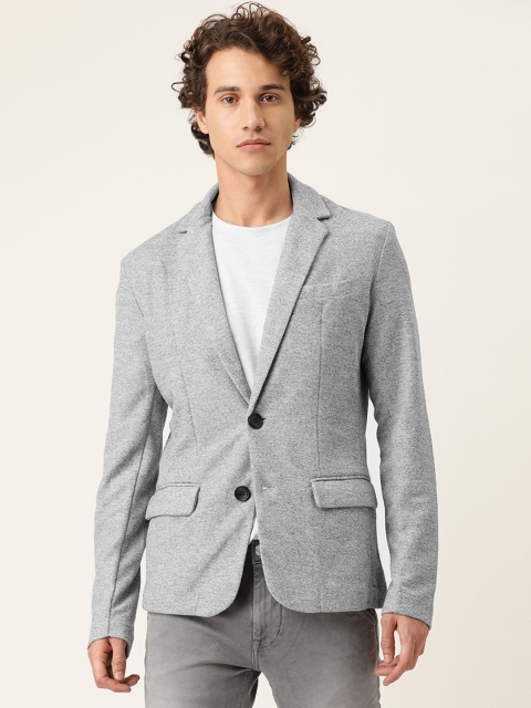 

SINGLE Men Grey Regular Fit Solid Single-Breasted Smart Casual Blazer