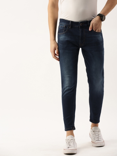 

SINGLE Men Blue Tapered Fit Mid-Rise Clean Look Cropped Jeans