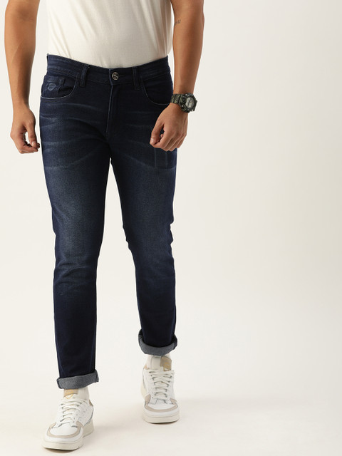 

SINGLE Men Navy Blue Regular Fit Mid-Rise Clean Look Stretchable Jeans