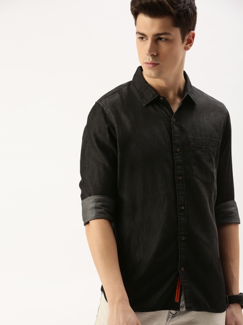 

SINGLE Men Charcoal Grey Slim Fit Solid Casual Shirt