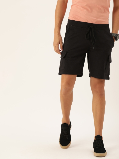 

SINGLE Men Black Solid Regular Fit Shorts