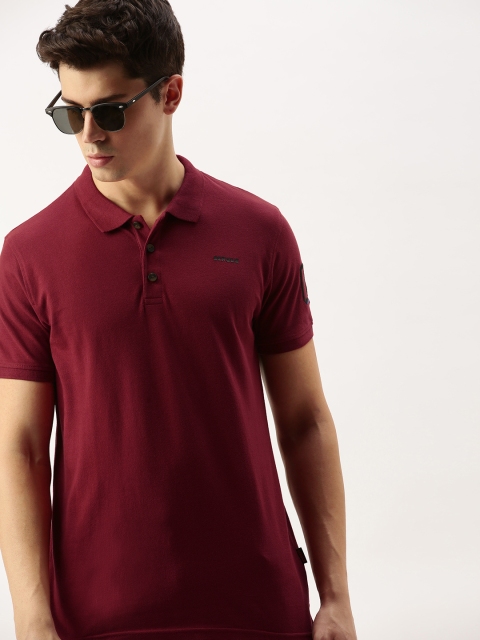 

SINGLE Men Maroon Solid Polo Collar T-shirt