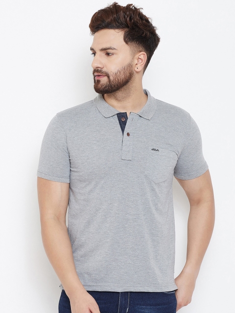 

Adobe Men Grey Solid Polo Collar T-shirt