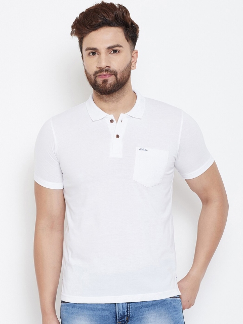 

Adobe Men White Solid Polo Collar T-shirt
