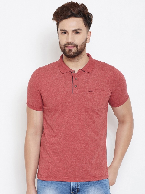 

Adobe Men Red Solid Polo Collar T-shirt
