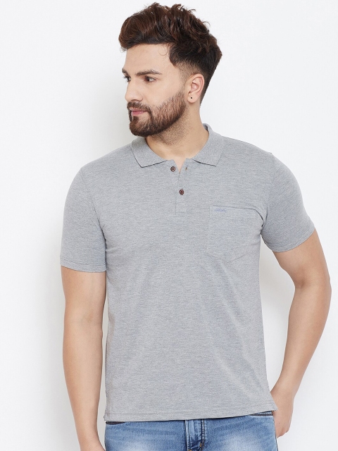

Adobe Men Grey Solid Polo Collar T-shirt
