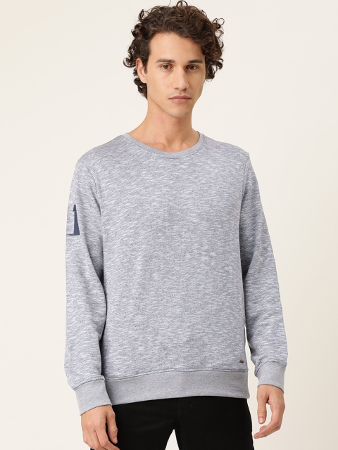 

SINGLE Men Grey Solid Sweatshirt