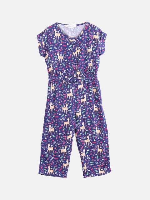 

Beebay Girls Navy Blue Printed Basic Jumpsuit