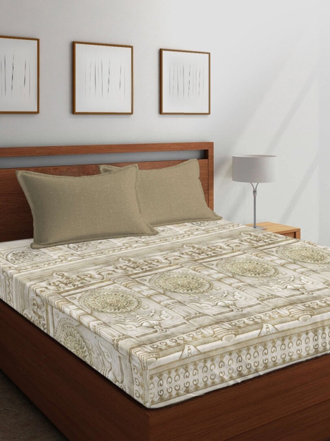 

Boutique Living India Off-White & Beige Graphic 400 TC Cotton 1 King Bedsheet with 2 Pillow Covers