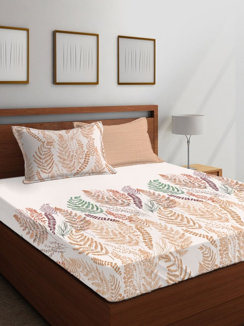 

Boutique Living India Off-White Abstract 300 TC Cotton 1 King Bedsheet with 4 Pillow Covers