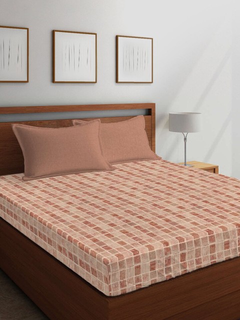 

Boutique Living India Brown Geometric 300 TC Cotton 1 King Bedsheet with 2 Pillow Covers