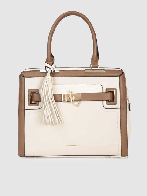 

Allen Solly Off-White & Brown Colourblocked Handheld Bag