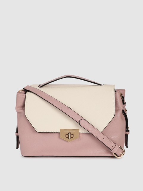 

Allen Solly Pink & Beige Colourblocked Satchel