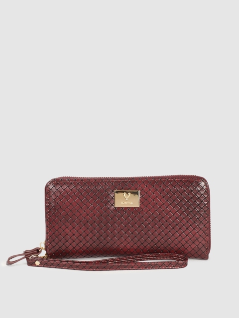 

Allen Solly Women Burgundy Textured Zip Around Wallet