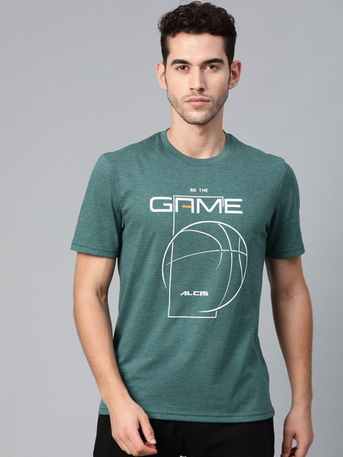 

Alcis Men Green Printed Round Neck T-shirt