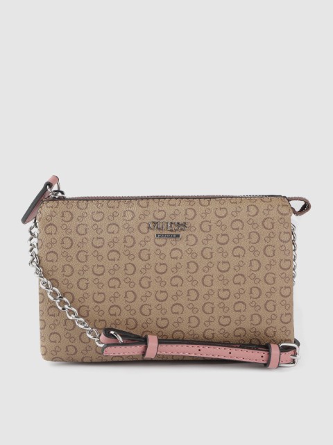 

GUESS Brown Brand Logo Print Sling Bag