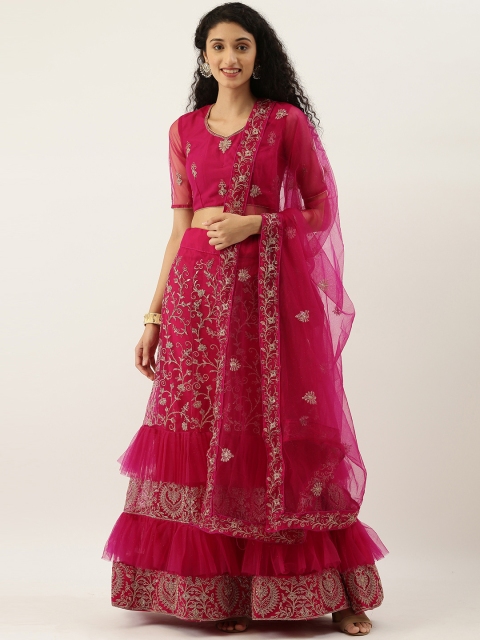 

Tikhi Imli Fuchsia Pink Unstitched Lehenga & Choli with Dupatta