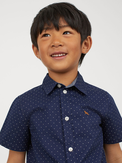 

H&M Boys Blue Printed Cotton Shirt