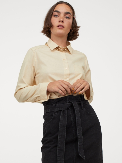 

H&M Women Beige Cotton Shirt