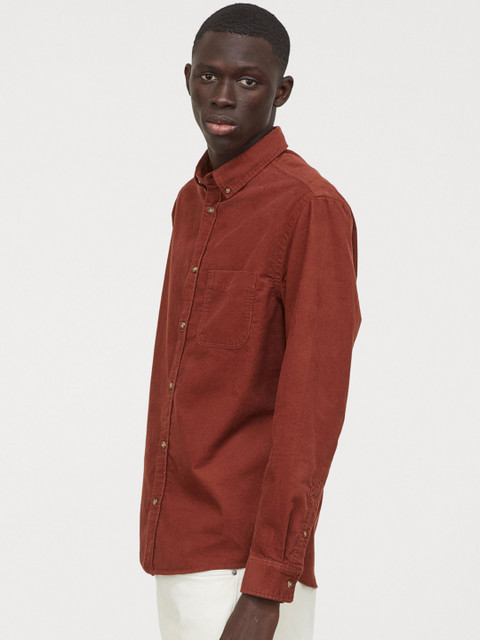 

H&M Men Brown Regular Fit Solid Casual Shirt