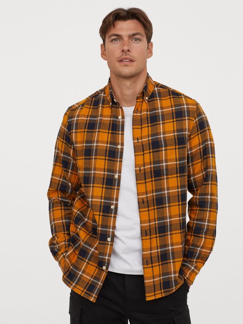 

H&M Men Multicoloured Regular Fit Checked Flannel Shirt, Multi
