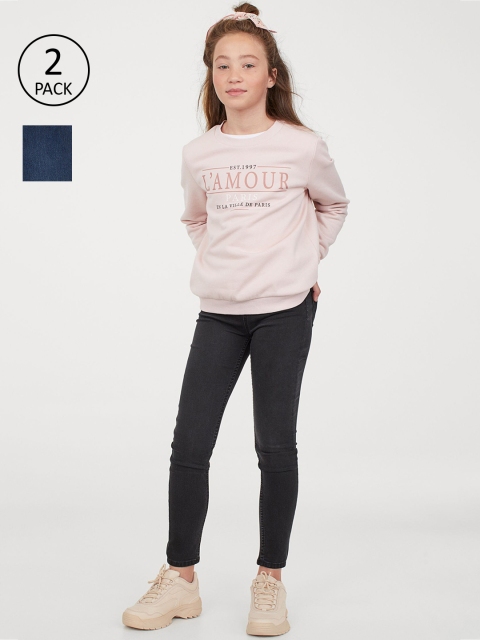 

H&M Girls Blye & Black 2-Pack Denim Leggings, Blue
